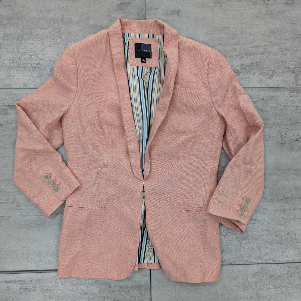 The Limited Women's Linen Blend Pink Coral Blazer Size Small